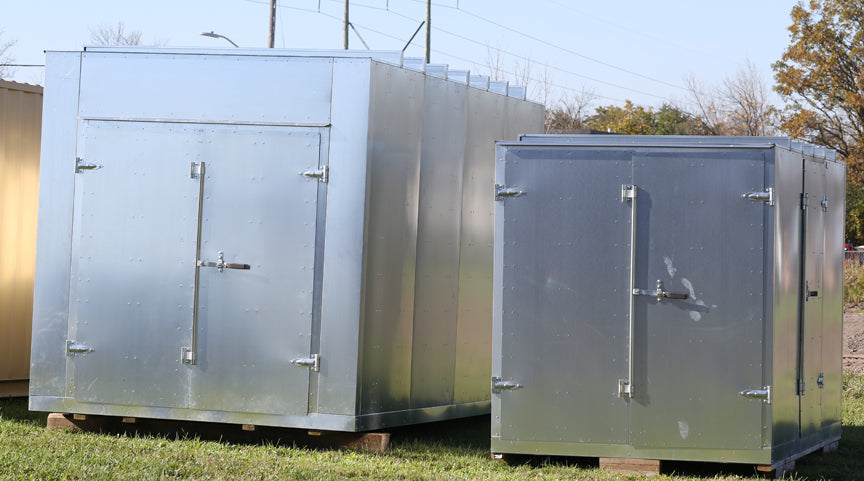 New full size storage containers.  Steel storage units the size of a shipping container.