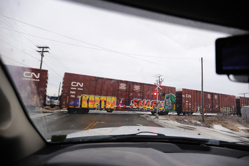 53ft shipping containers on a railroad transport.